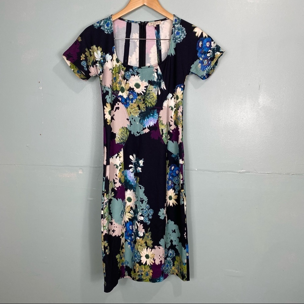 Etro Knee High Black Floral Dress Sz 8